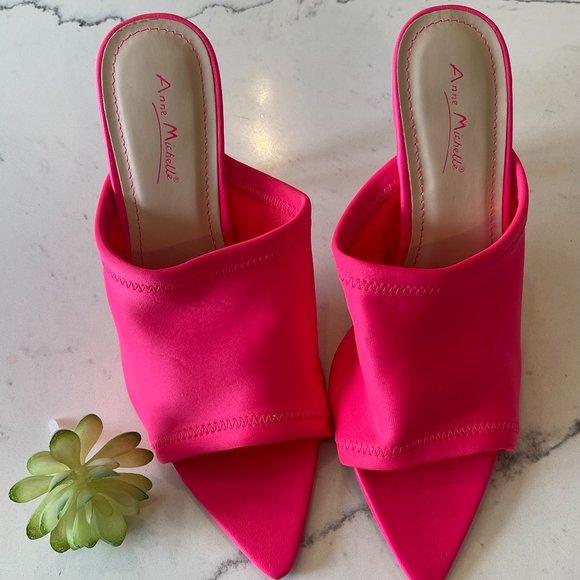 Anne Michelle Shoes - Anne Michelle Pink Stretch Point Toe Heel Sandals Sz 10